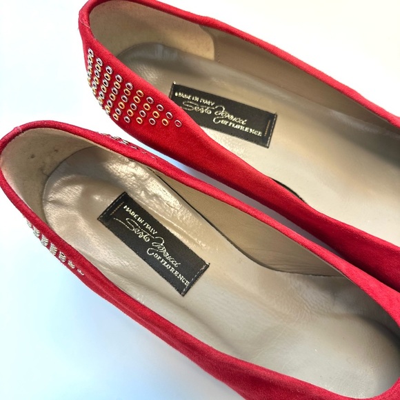 Sesto Meucci Red Suede Studded Heel Pumps – Size 8.5M – Made in Italy - Picture 7 of 10
